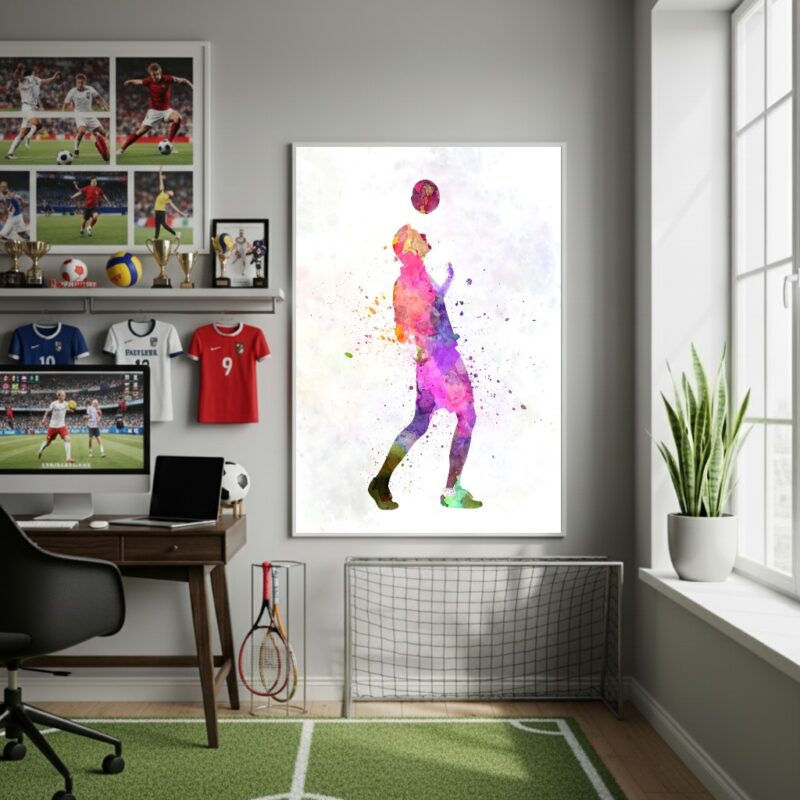 Quadro Decorativo Com A Bola Na Cabeça-70x50cm