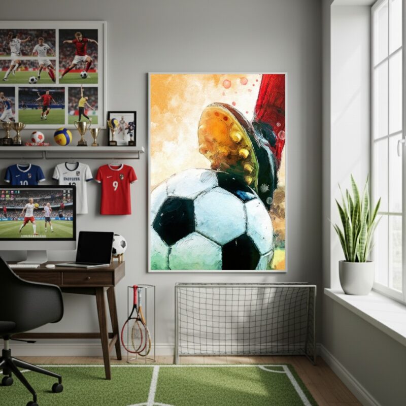 Quadro Decorativo Com Os Pés Na Bola-70x50cm