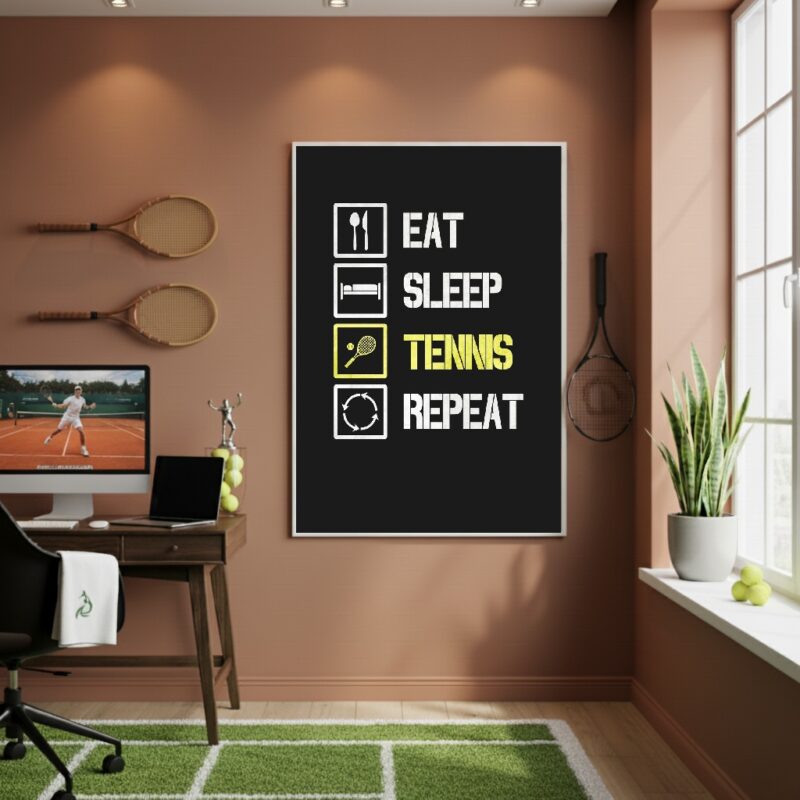 Quadro Decorativo Comer Dormir Tênis!-70x50cm