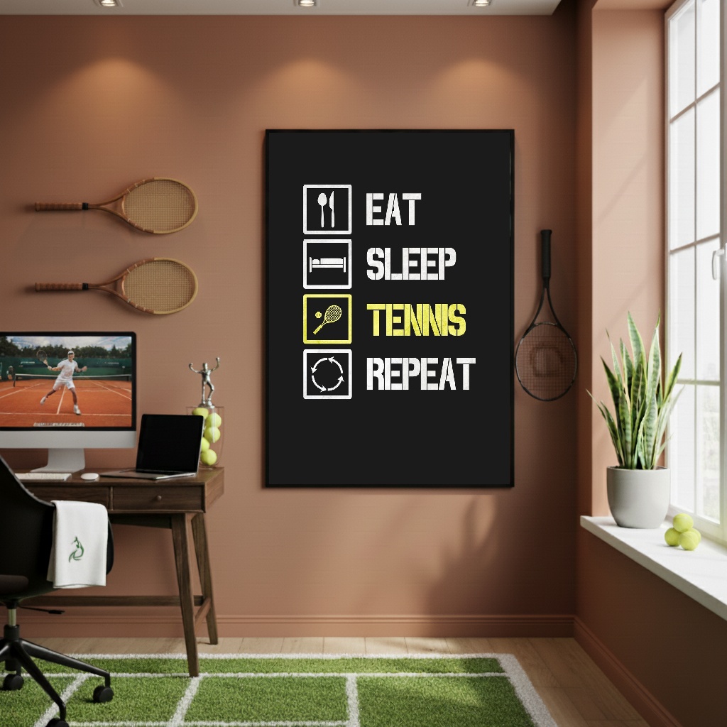 Quadro Decorativo Comer Dormir Tênis!-70x50cm