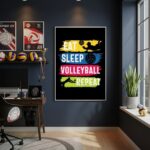 Quadro Decorativo Comer Dormir Vôlei-70x50cm