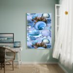 Quadro Decorativo Conchas E Estrelas Azuis-70x50cm