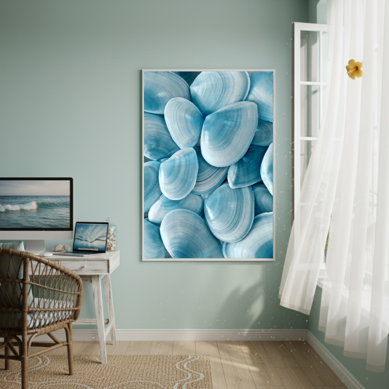 Quadro Decorativo Conchas Marinhas Azuis-70x50cm