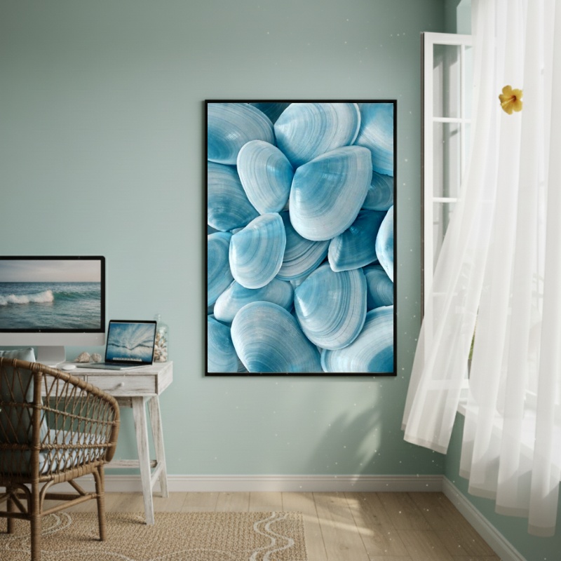 Quadro Decorativo Conchas Marinhas Azuis-70x50cm