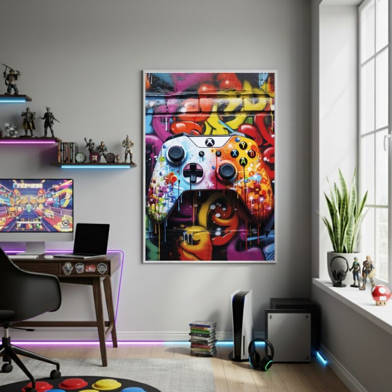 Quadro Decorativo Controle XBOX Branco-70x50cm