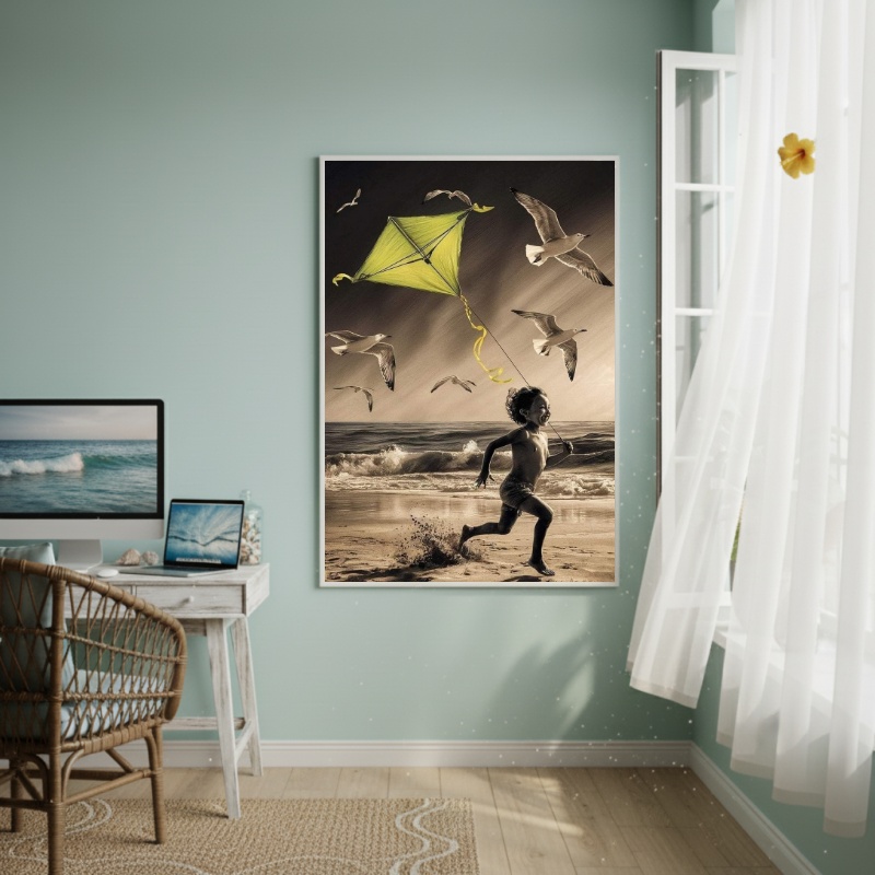 Quadro Decorativo Criança Voando-70x50cm