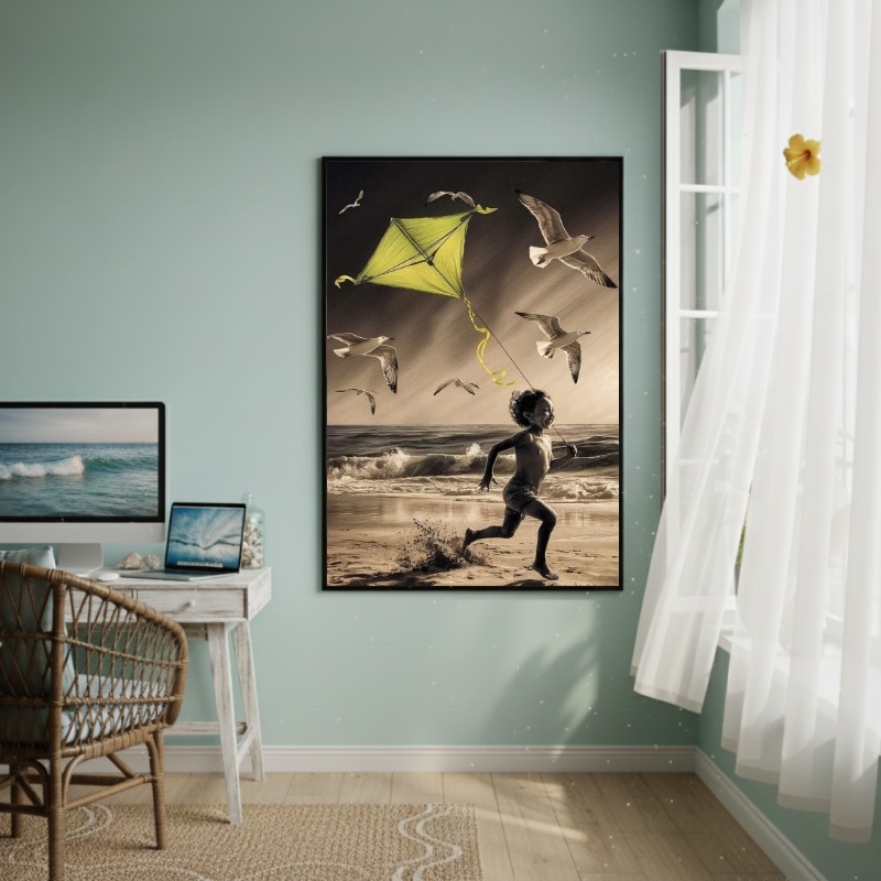 Quadro Decorativo Criança Voando-70x50cm