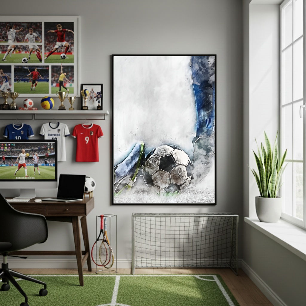 Quadro Decorativo Drible No Futebol-70x50cm