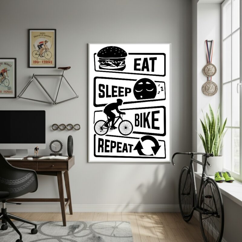 Quadro Decorativo Eat Sleep Bike Repeat-70x50cm