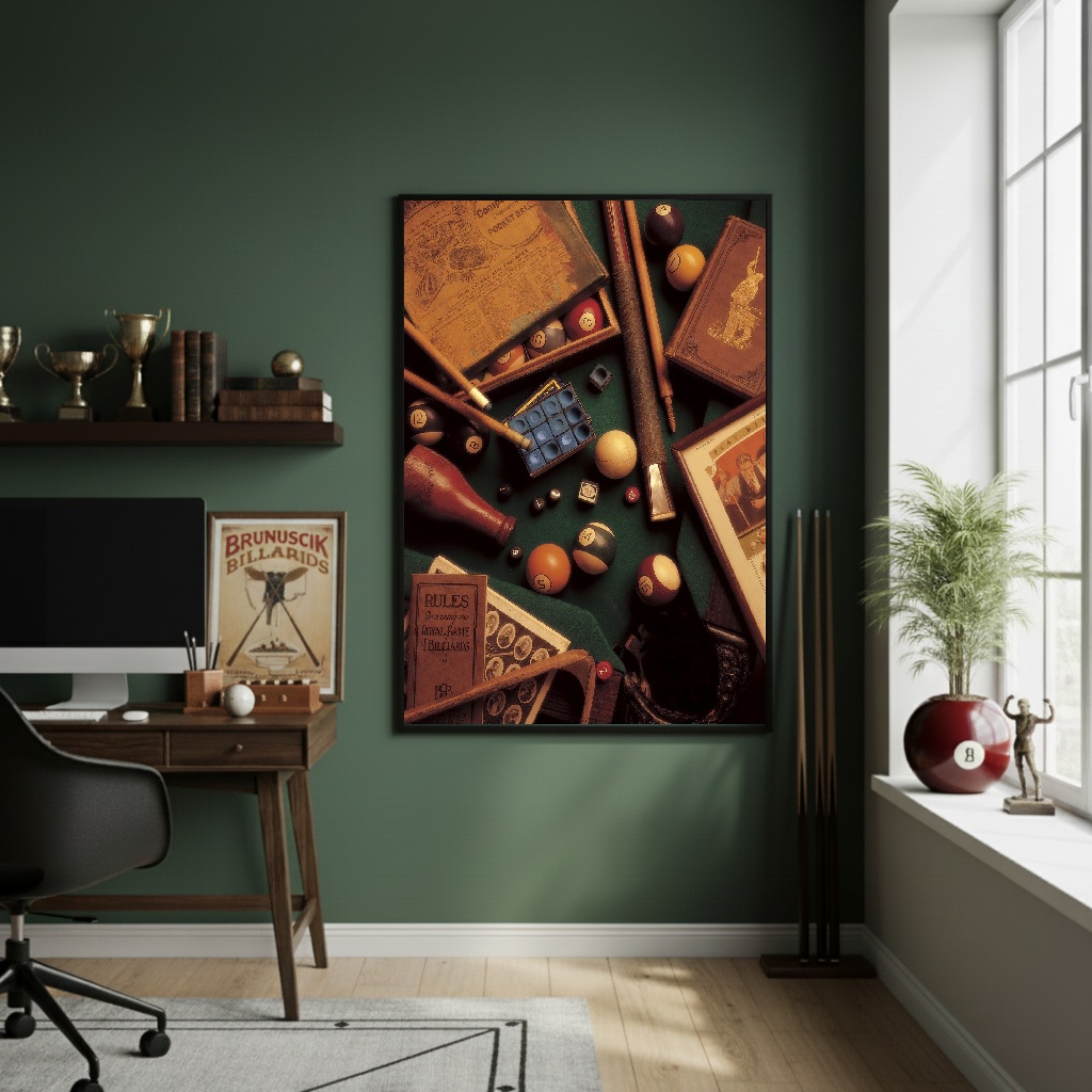 Quadro Decorativo Elementos De Sinuca-70x50cm