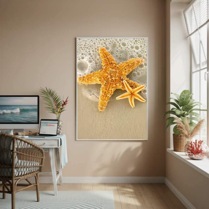 Quadro Decorativo EstrelaDoMar Amarela-70x50cm