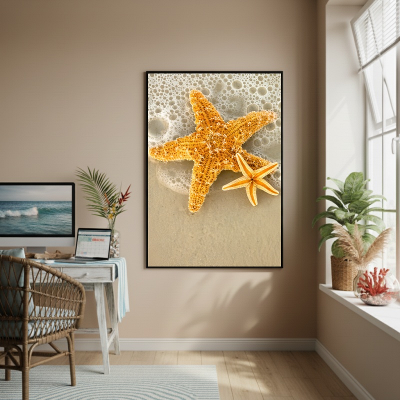 Quadro Decorativo EstrelaDoMar Amarela-70x50cm