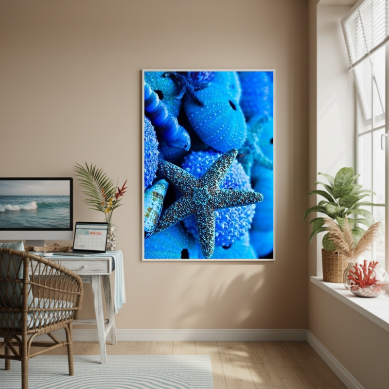 Quadro Decorativo EstrelaDoMar Azul-70x50cm