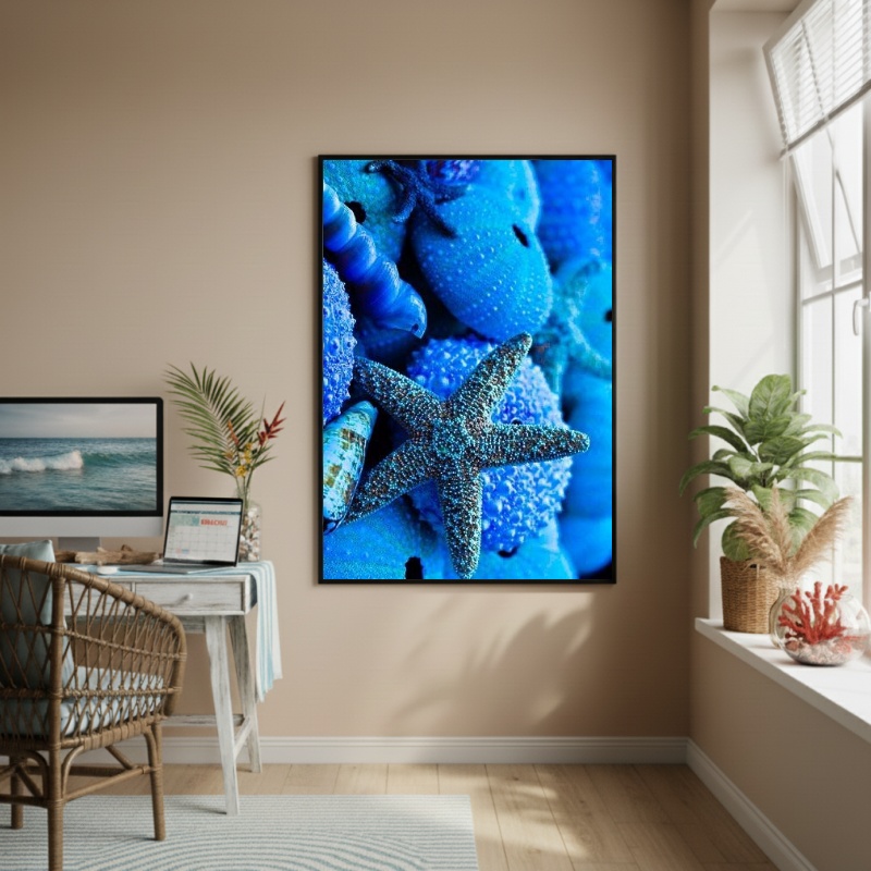 Quadro Decorativo EstrelaDoMar Azul-70x50cm