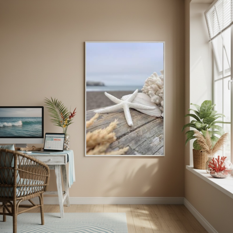 Quadro Decorativo EstrelaDoMar Branca-70x50cm