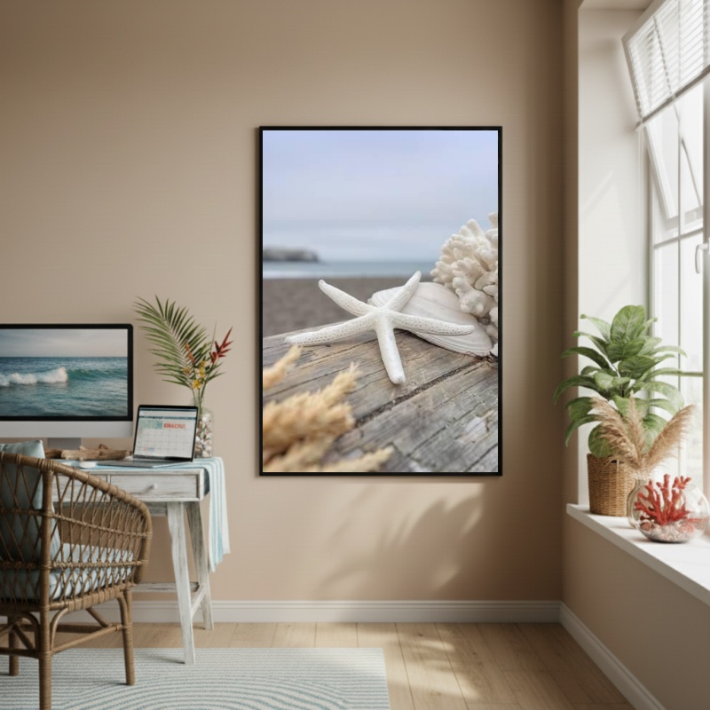 Quadro Decorativo EstrelaDoMar Branca-70x50cm