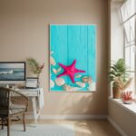 Quadro Decorativo EstrelaDoMar Rosa Choque-70x50cm