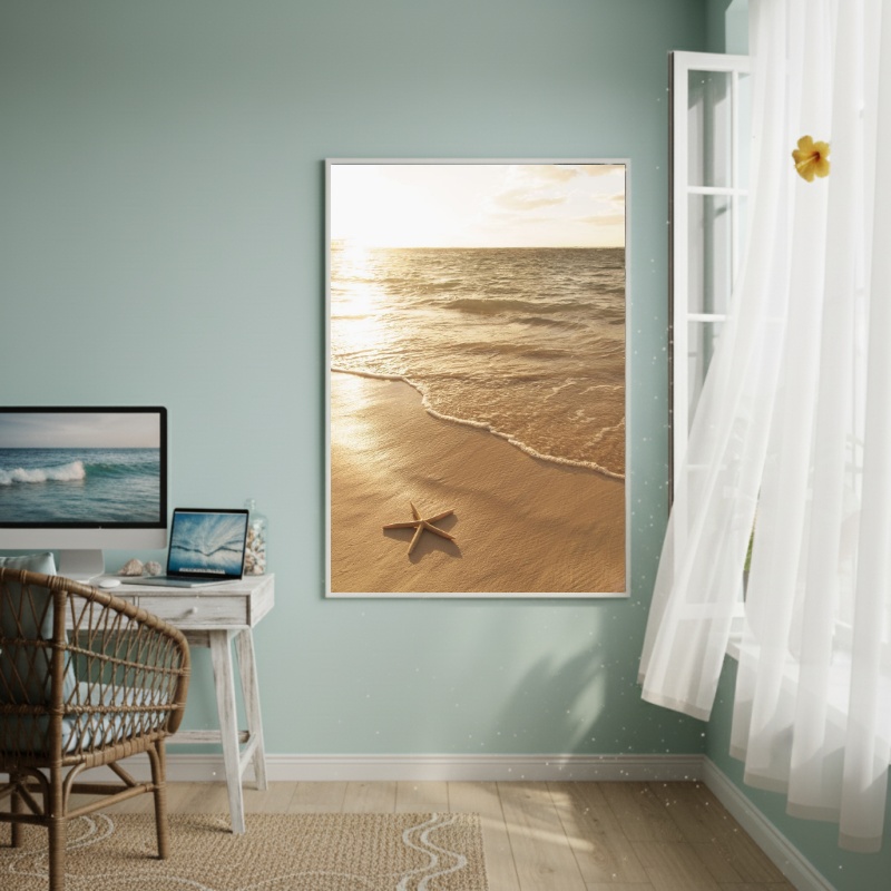 Quadro Decorativo Estrela Na Praia-70x50cm