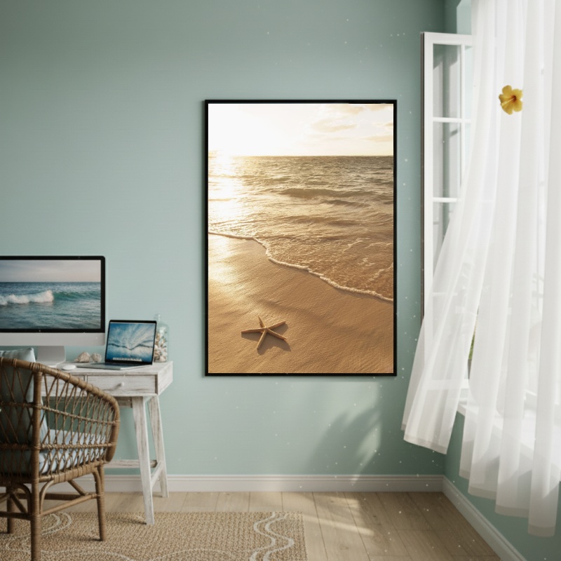 Quadro Decorativo Estrela Na Praia-70x50cm