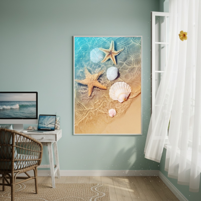 Quadro Decorativo Estrelas E Conchas-70x50cm