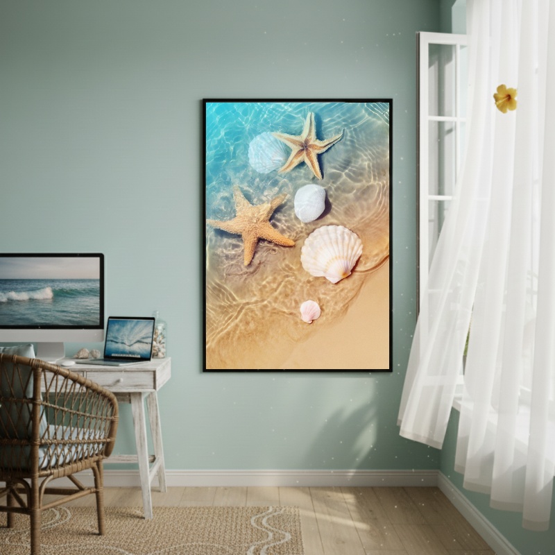 Quadro Decorativo Estrelas E Conchas-70x50cm