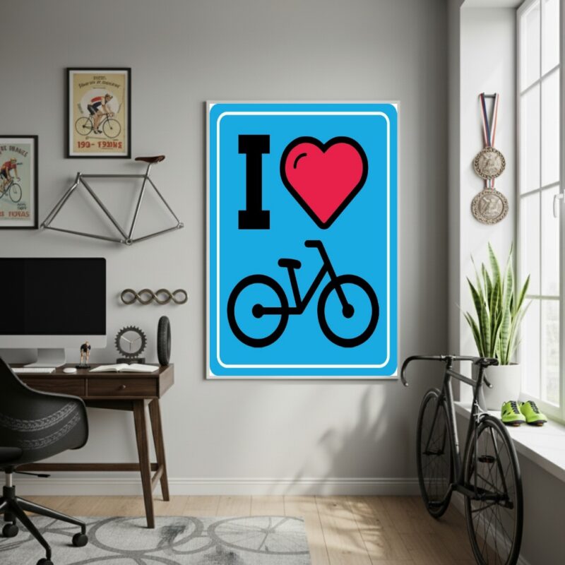 Quadro Decorativo Eu Amo Bicicleta-70x50cm