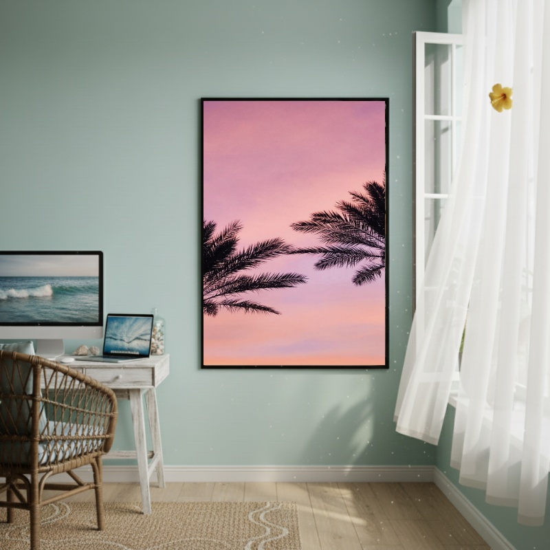 Quadro Decorativo Folhas De Coqueiros-70x50cm