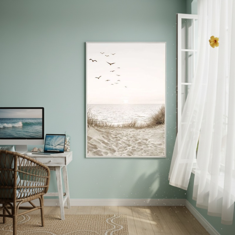 Quadro Decorativo Gaivotas Da Praia-70x50cm
