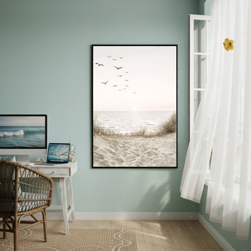 Quadro Decorativo Gaivotas Da Praia-70x50cm