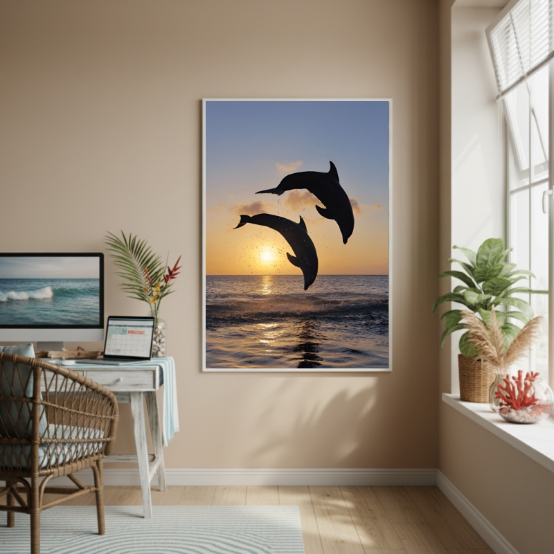 Quadro Decorativo Golfinhos-70x50cm