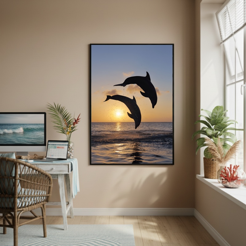 Quadro Decorativo Golfinhos-70x50cm