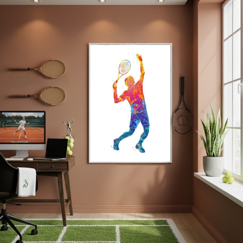 Quadro Decorativo Homem Jogando Tênis-70x50cm