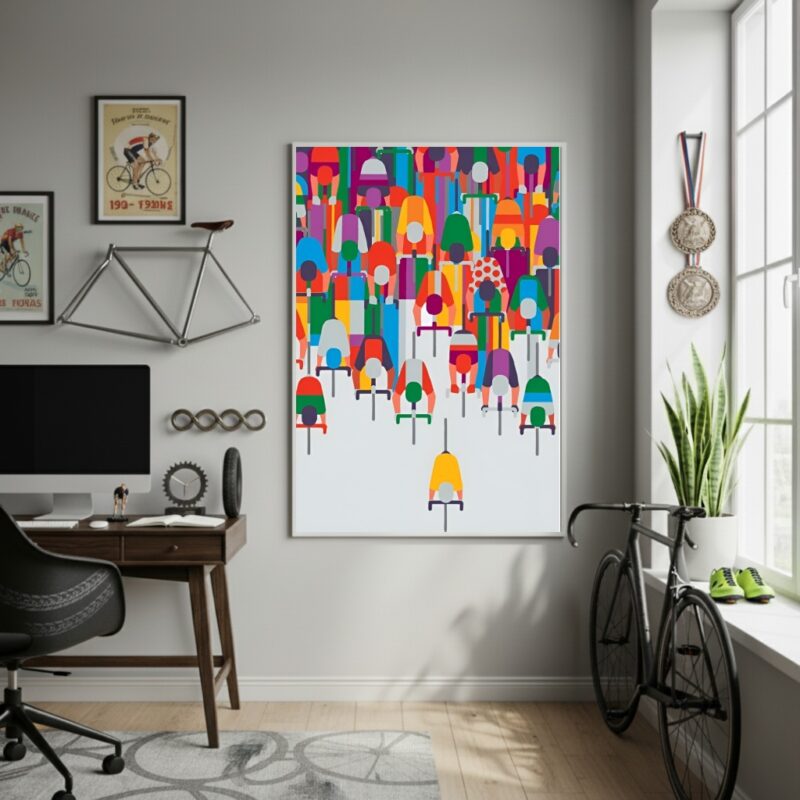 Quadro Decorativo Imensidão De Ciclistas-70x50cm