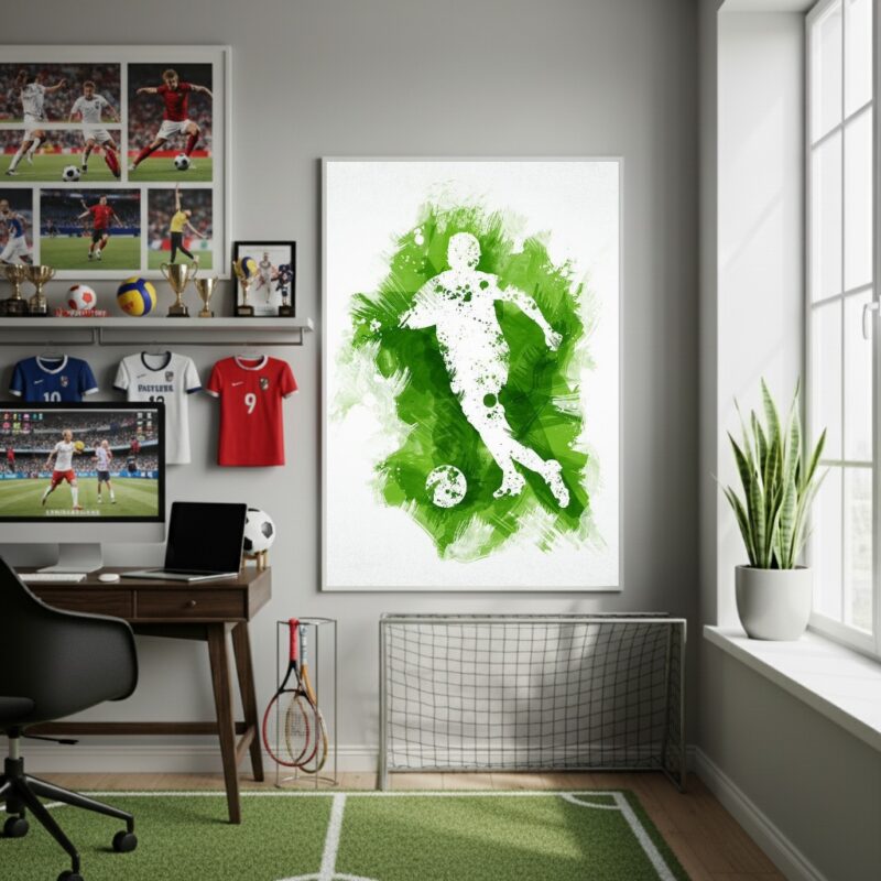 Quadro Decorativo Jogador De Futebol-70x50cm