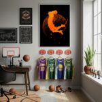 Quadro Decorativo Jogando Basquete-70x50cm