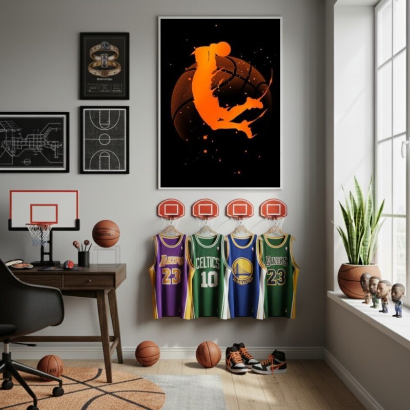 Quadro Decorativo Jogando Basquete-70x50cm