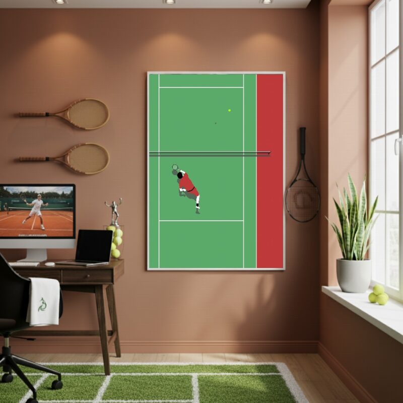 Quadro Decorativo Jogo Na Quadra De Tênis-70x50cm