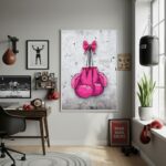 Quadro Decorativo Luvas De Boxe Rosas-70x50cm