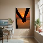 Quadro Decorativo Mãos Dadas No Horizonte-70x50cm
