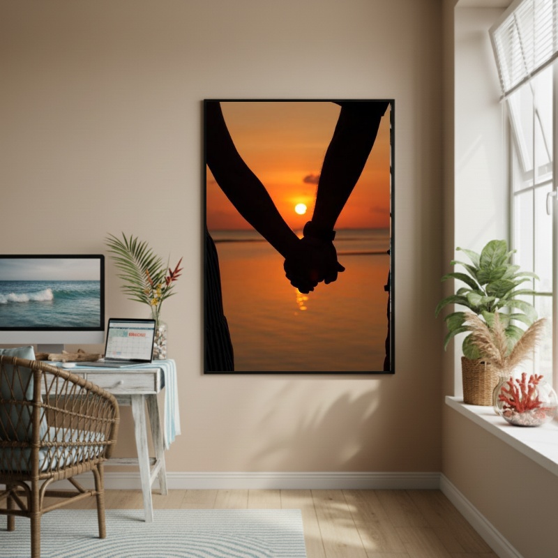 Quadro Decorativo Mãos Dadas No Horizonte-70x50cm