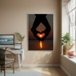 Quadro Decorativo Mãos Fazendo Coração-70x50cm