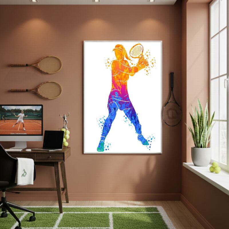 Quadro Decorativo Mulher Jogando Tênis-70x50cm