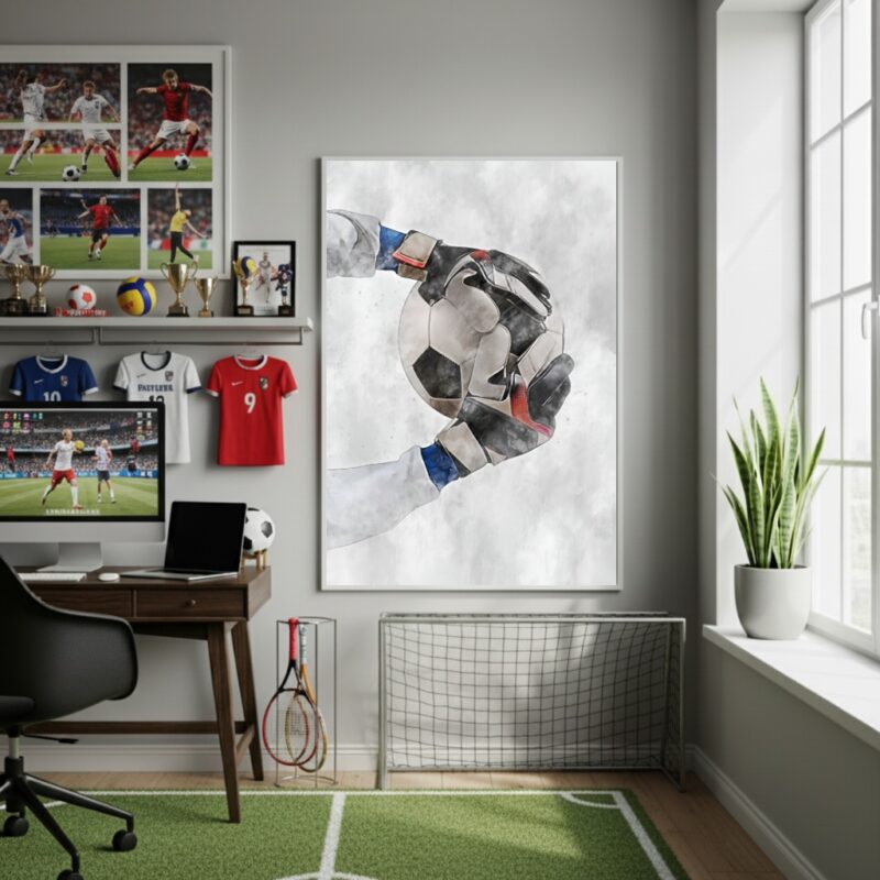 Quadro Decorativo Nas Mãos Do Goleiro-70x50cm
