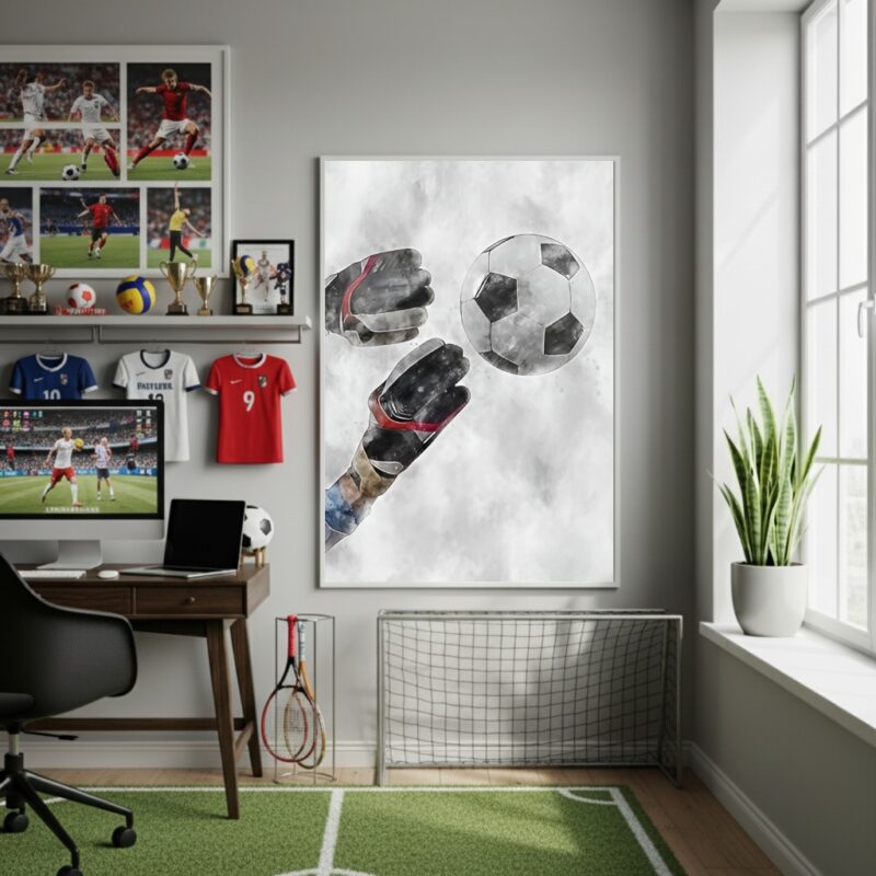 Quadro Decorativo No Alcance Do Goleiro-70x50cm