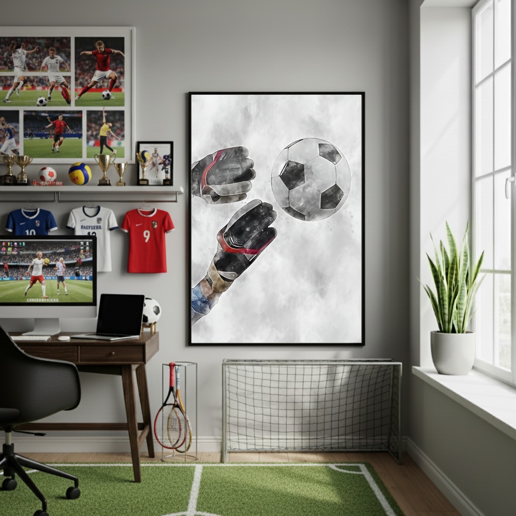 Quadro Decorativo No Alcance Do Goleiro-70x50cm