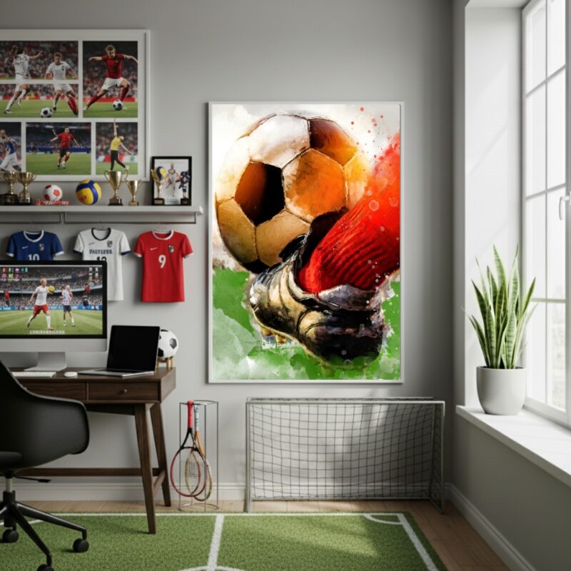 Quadro Decorativo No Pé Do Jogador-70x50cm