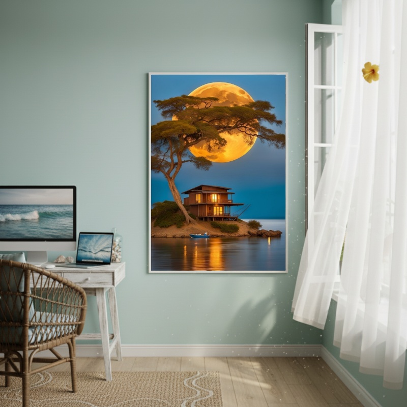 Quadro Decorativo Noite De SuperLua-70x50cm