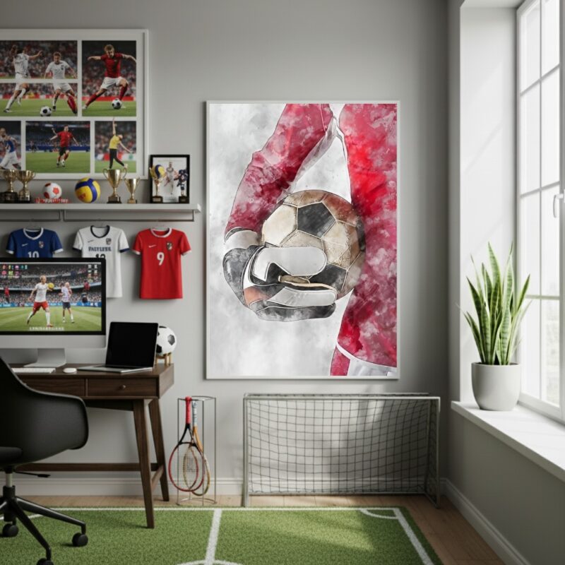 Quadro Decorativo Nos Braços Do Goleiro-70x50cm