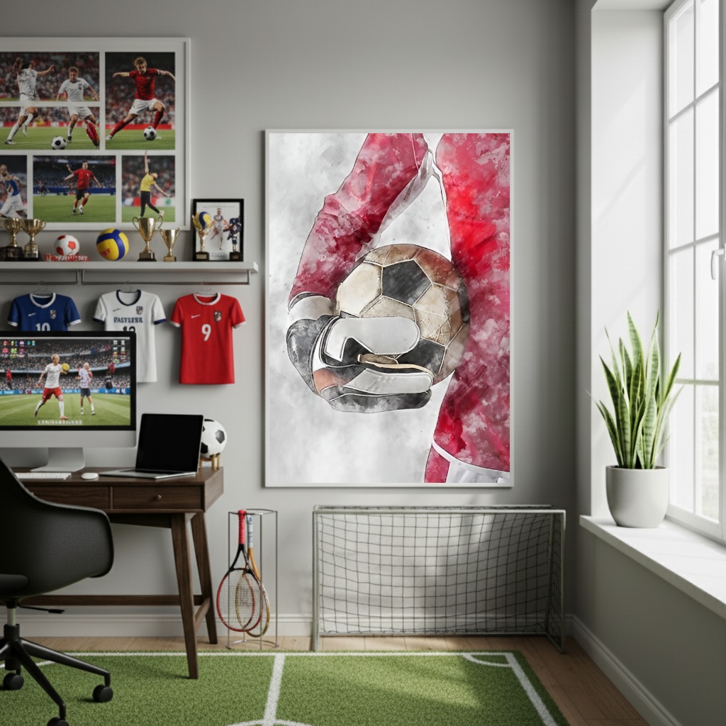 Quadro Decorativo Nos Braços Do Goleiro-70x50cm