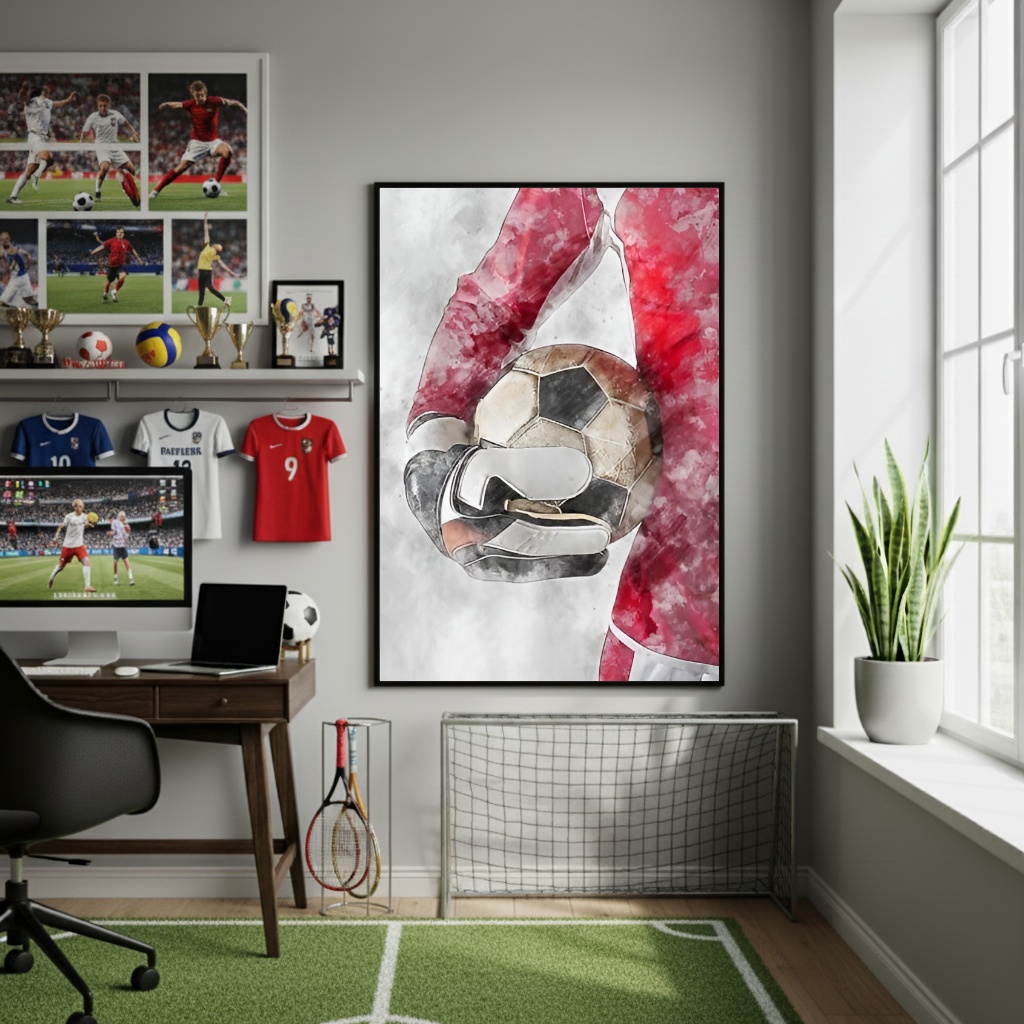 Quadro Decorativo Nos Braços Do Goleiro-70x50cm